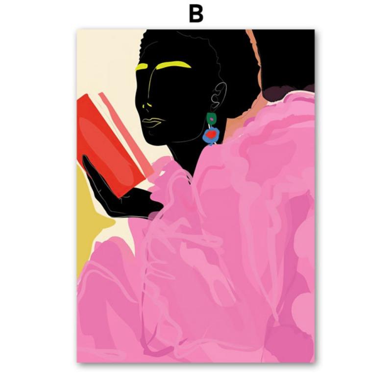 Schwarzes Mädchen Mit Roten Lippen High Heels Blumen Wandkunst Leinwandbild Abstrakte Poster Und Drucke Bilder Für Wohnzimmer Dekor