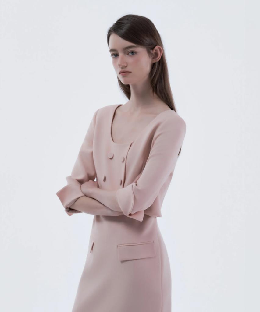 Mausolleum Celina Button Long Dress - Pink