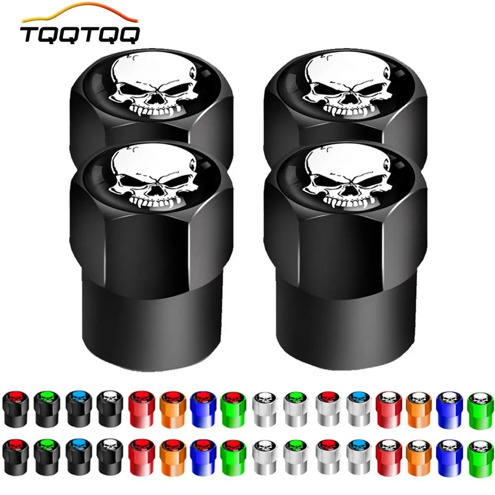 4Pcs/Set Skull Tire Valve Stem Cap Corrosion Resistant Dust Proof Cover Universal Fit for Car Bicycle Truck Motorcycle Stem Caps1