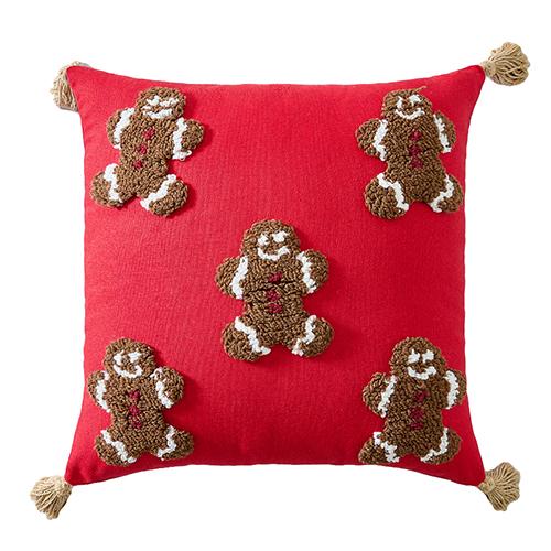 1PC Nuan Series Fashionable and Versatile Christmas Style Red Pillowcase Plush Embroidery Soft Cushion Cover for Sofa Living Room Bedroom Home Decor