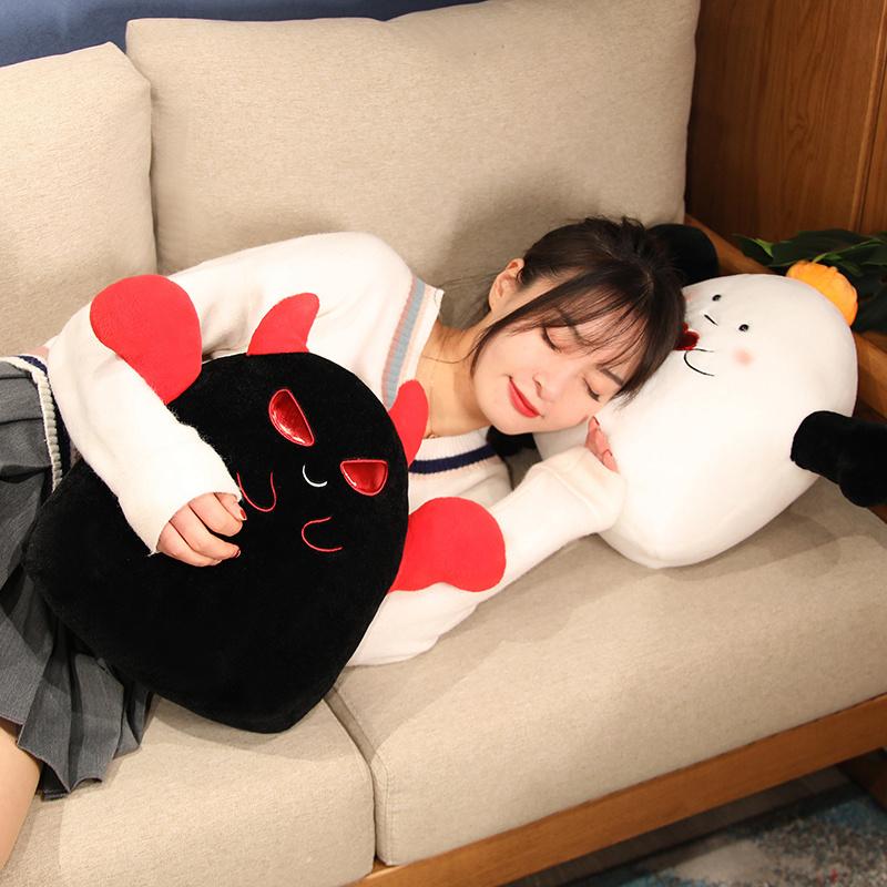 Funny Halloween White Ghost Throw Pillow Spoof Death Holiday Plush Toy Waist Vampire Bat Nap Pillow Male and Female Holiday Gift