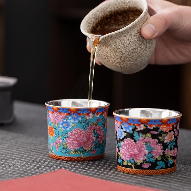 Silver-Plated Master Ceramic Home Kung Fu Tea Gift Box Japanese Single Cup Set Souvenir