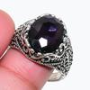 Natürlicher Amethyst Edelstein Handgefertigt 925 Sterling Silber Schmuck Ringgröße 8 RR-21