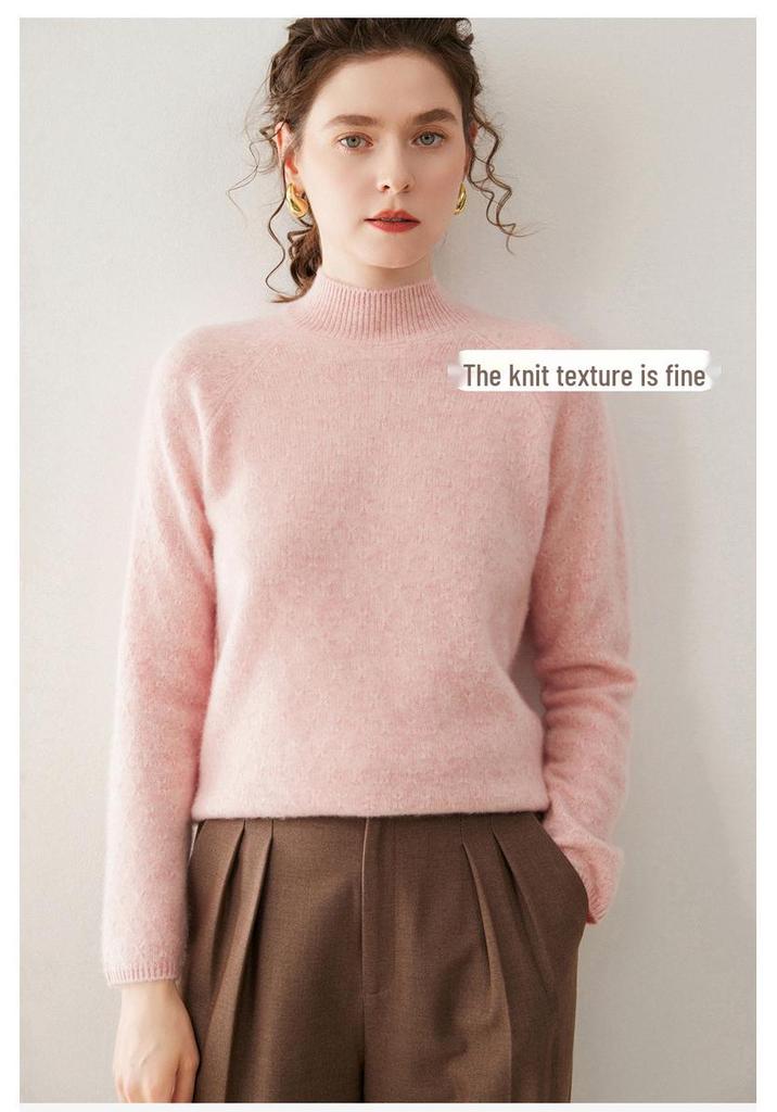 2025 Autumn/Winter Women's High Neck Cashmere Sweater – Thick, Skin-Friendly, Loose Knitwear Base Layer