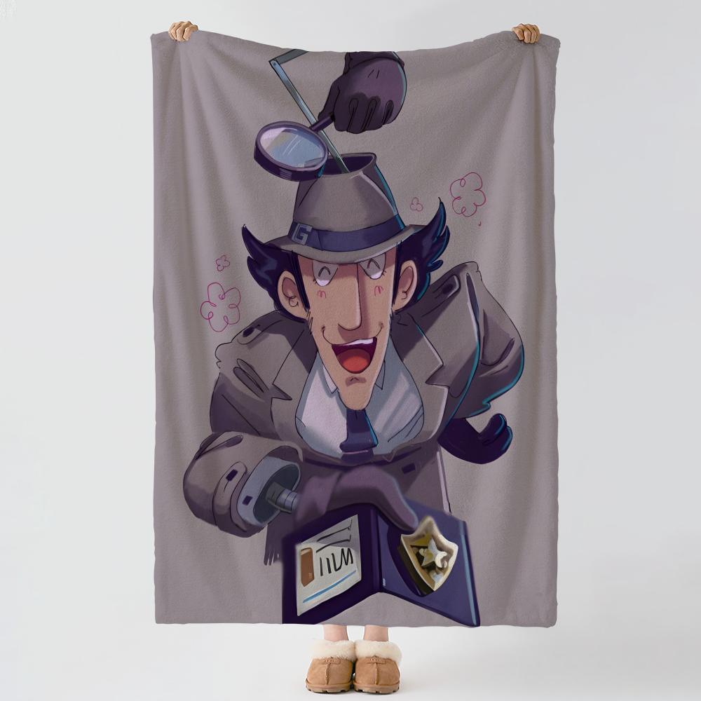 Cartoon Inspector Gadget Überwurf Weiche Warme Flanelldecke Vielseitiger Überwurf für Bett Sofa Büro Klimaanlage Nickerchen Decke