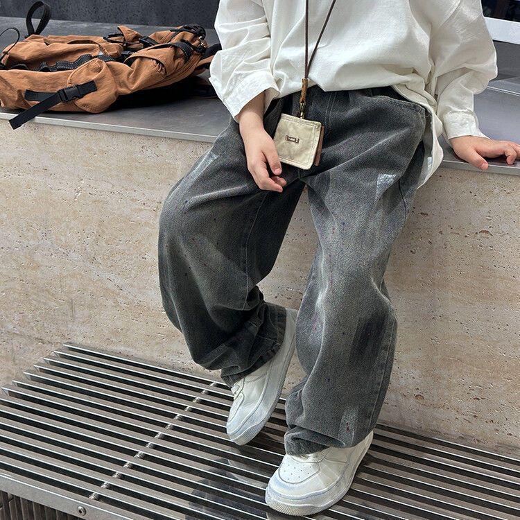 

Boys 2025 Spring/Autumn Graffiti Jeans - Korean Casual Fashion for Kids Other