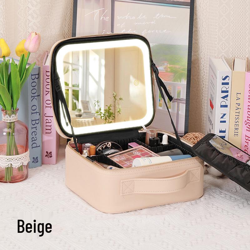 

NICELAND Travel Makeup Bag with LED Mirror and Rechargeable Light Strip