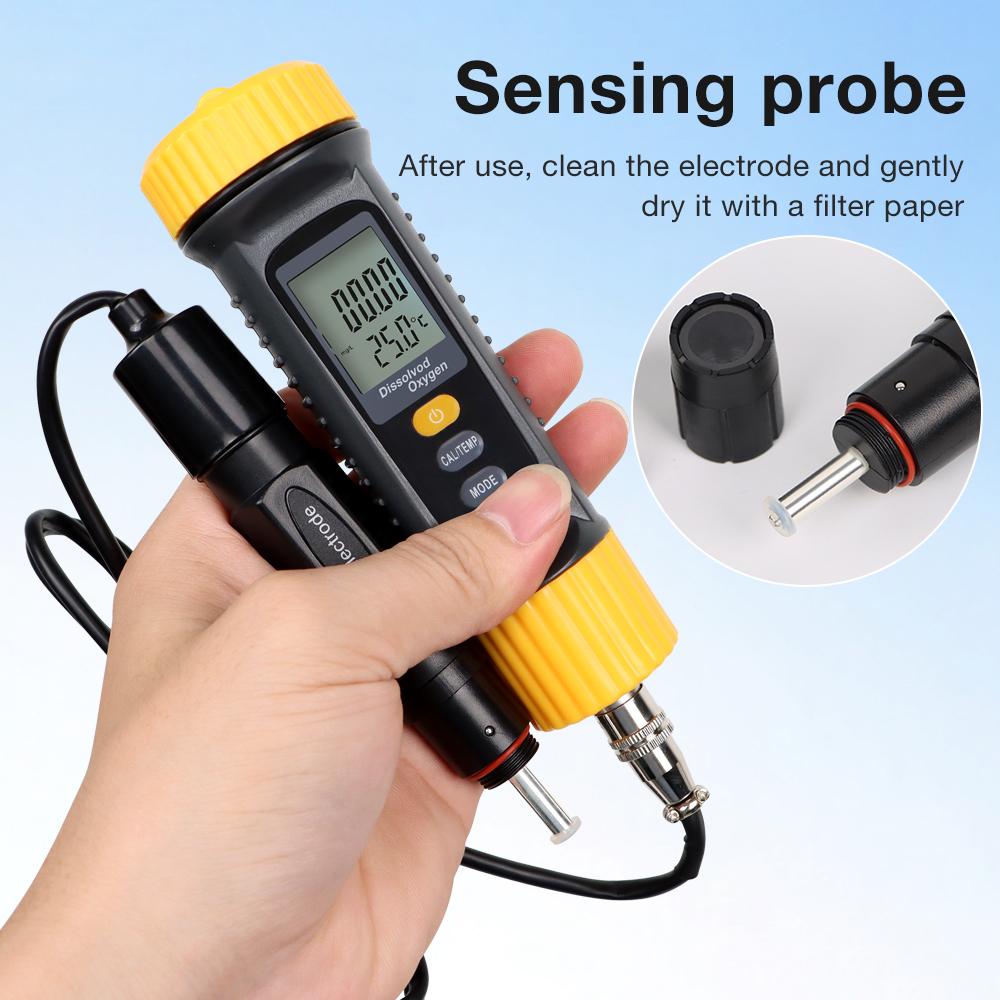 2025Neues Professionelles Digitales LCD-Display Bluetooth Gelöstes Sauerstoffmessgerät Wasserqualitätstester 0,0‑20,0mg/L 0°C-50C° Temperaturmessgerät