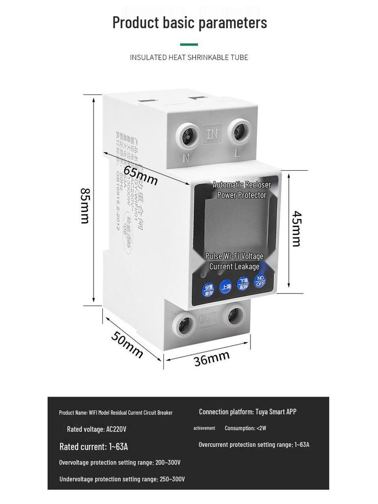 WiFi Smart Timer Leistungsschalter mit Sprachsteuerung und Leckageschutz
