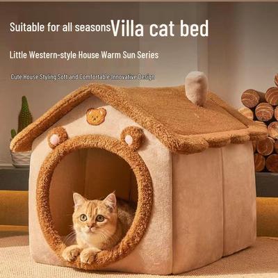 Casa Invernale Calda per Animali Domestici: Letto Semi-Chiuso, Rimovibile, Lavabile per Gatti e Cani, Taglia Piccola-Media