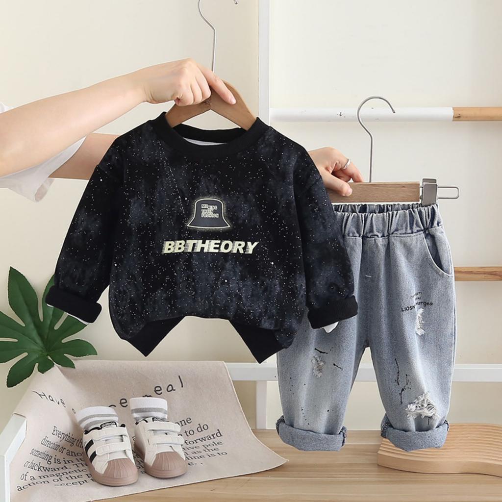 Dětská ležérní souprava s dlouhým rukávem, pohodlné každodenní oblečení