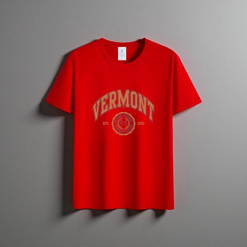 Sommer Neues Unisex Vielseitiges Reines Baumwoll-T-Shirt Modisches Lässiges Rundhals-Oberteil Atmungsaktives Locker Sitzendes Bedrucktes Kurzarmhemd