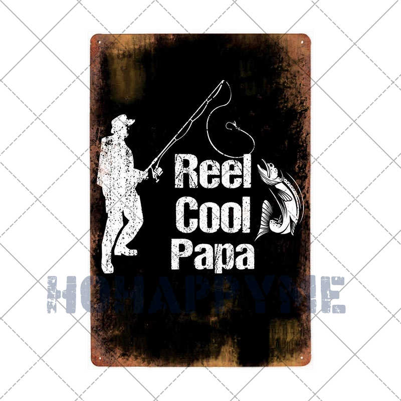 Fish Vintage Posters Sign Metal Plates Fisherman Fishing Solves Rules Classic Salmon Plaques Home Decoration Accessories 20X30CM