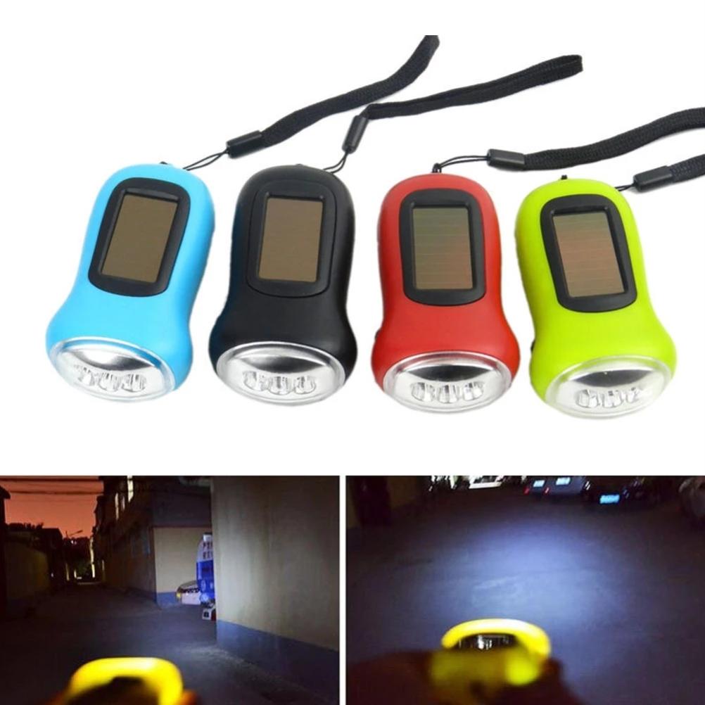 Mini LED Håndsveiv Dynamo Solcellelommelykt Bærbar Energisparende Lommelykt Camping