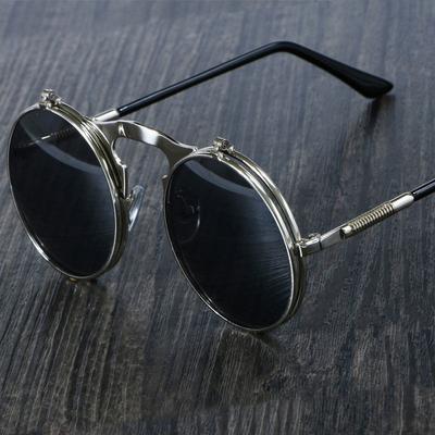 Vintage Steampunk Runde Sonnenbrille Herren Damen Luxus Legierung Punk Brille Herren Mode Metall Retro Muschel Sonnenbrille UV400