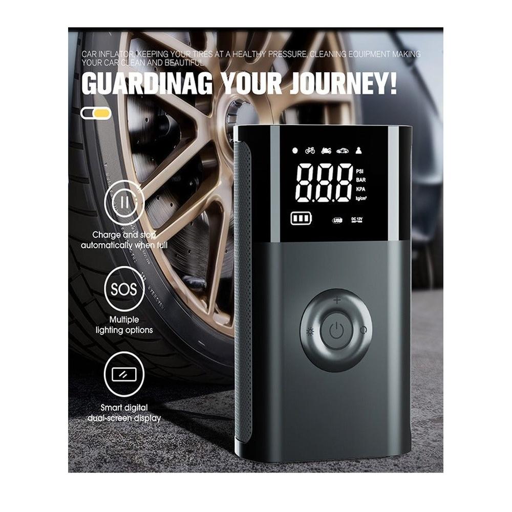 Tyre Inflator Portable Air Compressor 2600mAh×2 Battery Powerful Cordless Air Pump With 5V/2A USB output Digital Display/LED Light 150PSI Compact Tir