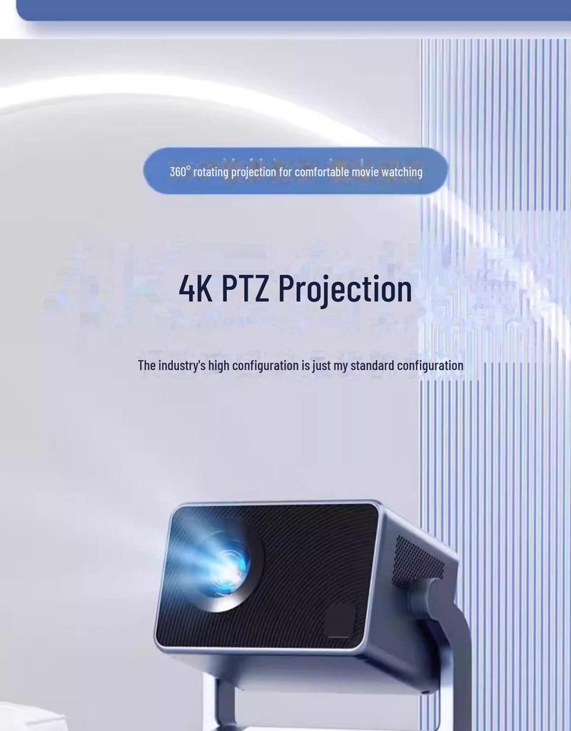 New Ultra HD PTZ Projector with 5G Dual-Band WiFi & Auto-Focus for Home Theater