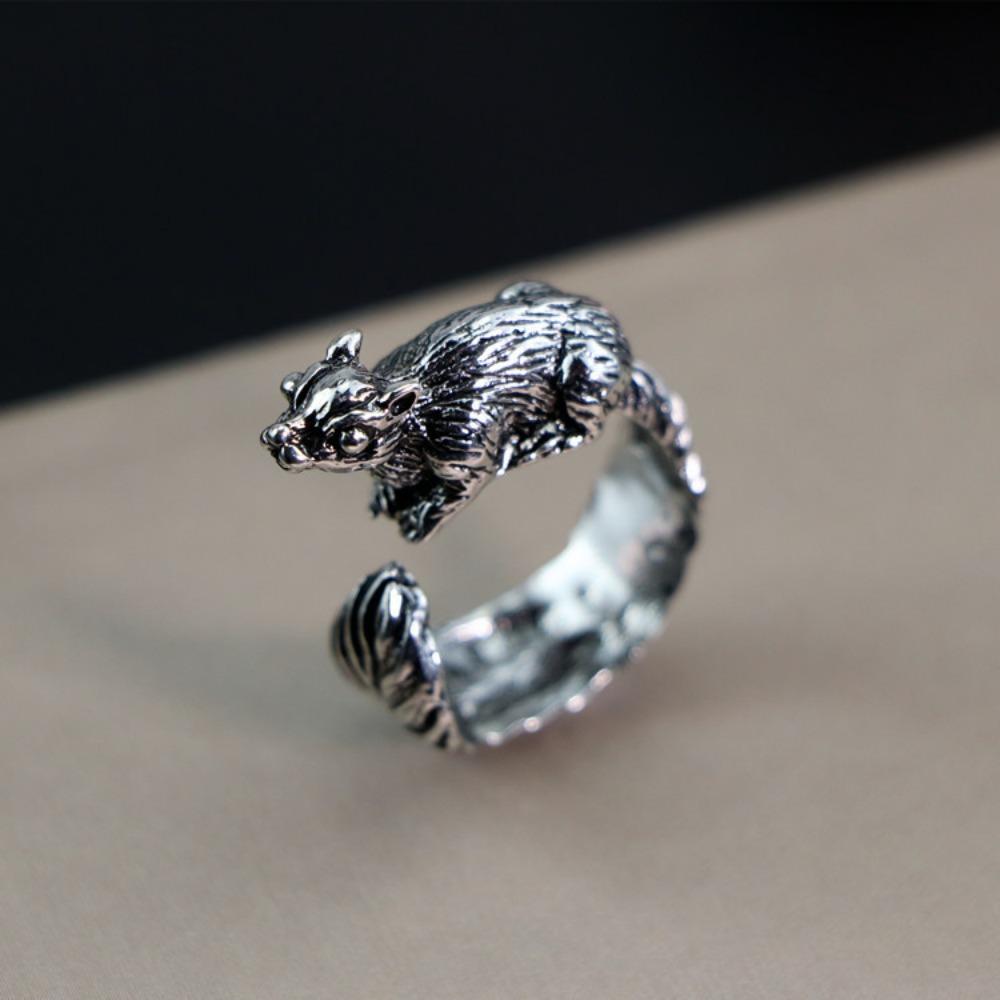 European and American Men's Trendy Metal Ring, Retro Style Cool and Handsome Design Totem Geometric Men's Ring