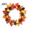 Autumn Wall Decals for Home Decor Thanksgiving Day Sticker, Pumpkin/Pinecone/Leaf Print Garland Shape Decorations Waterproof PVC Decal, Harvest