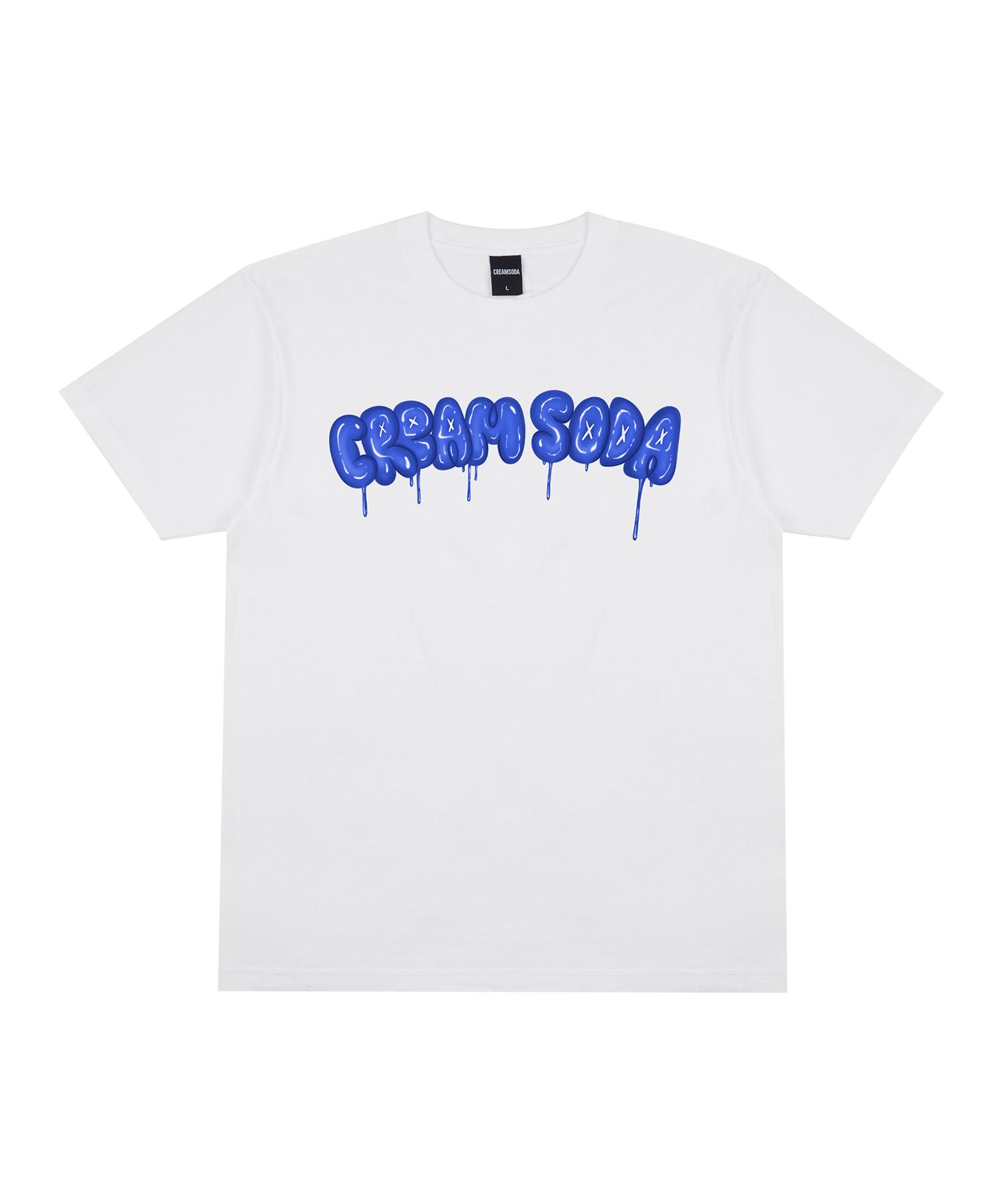 Cream Soda Lab Crsdel Balloon Logo Graphic Short Sleeve T-Shirt White Blue L