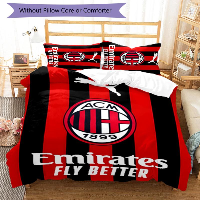 3pcs A-AC Milan Design Cover Set - HD Printed Bedding with 1 Cover and 2 Pillowcases - Perfect for Home and Dorm Decor