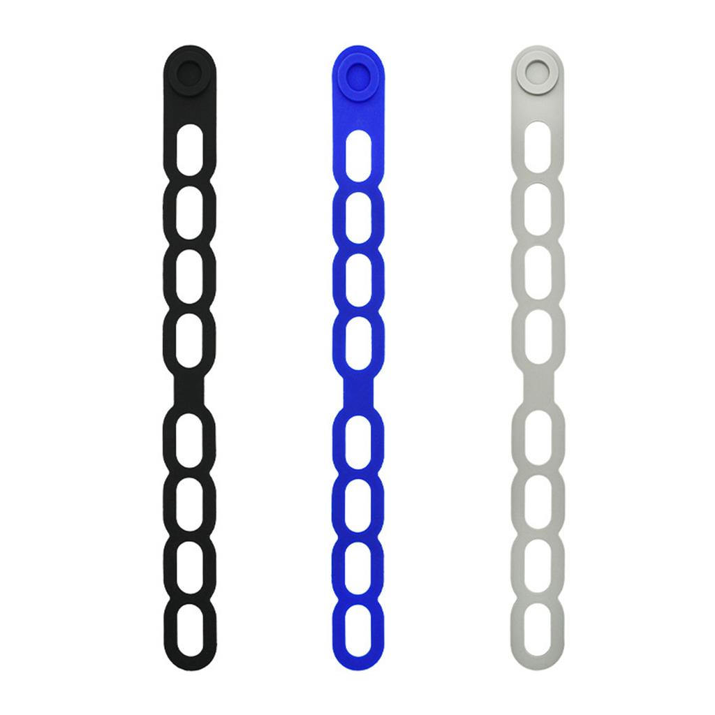 4 Pieces Silicone Latch Strap Ties for Lunch Box Bundling and For Slow Cooker Lid Organization Black Blue Gray