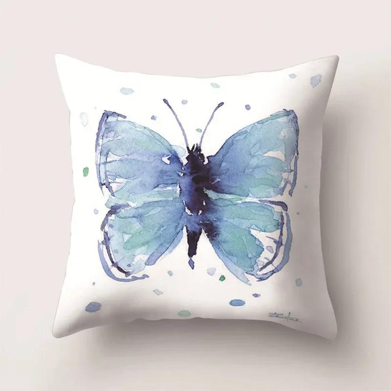 European Color Butterfly Print Sofa Cushion Cover Pillowcase Home Party Car Bedding