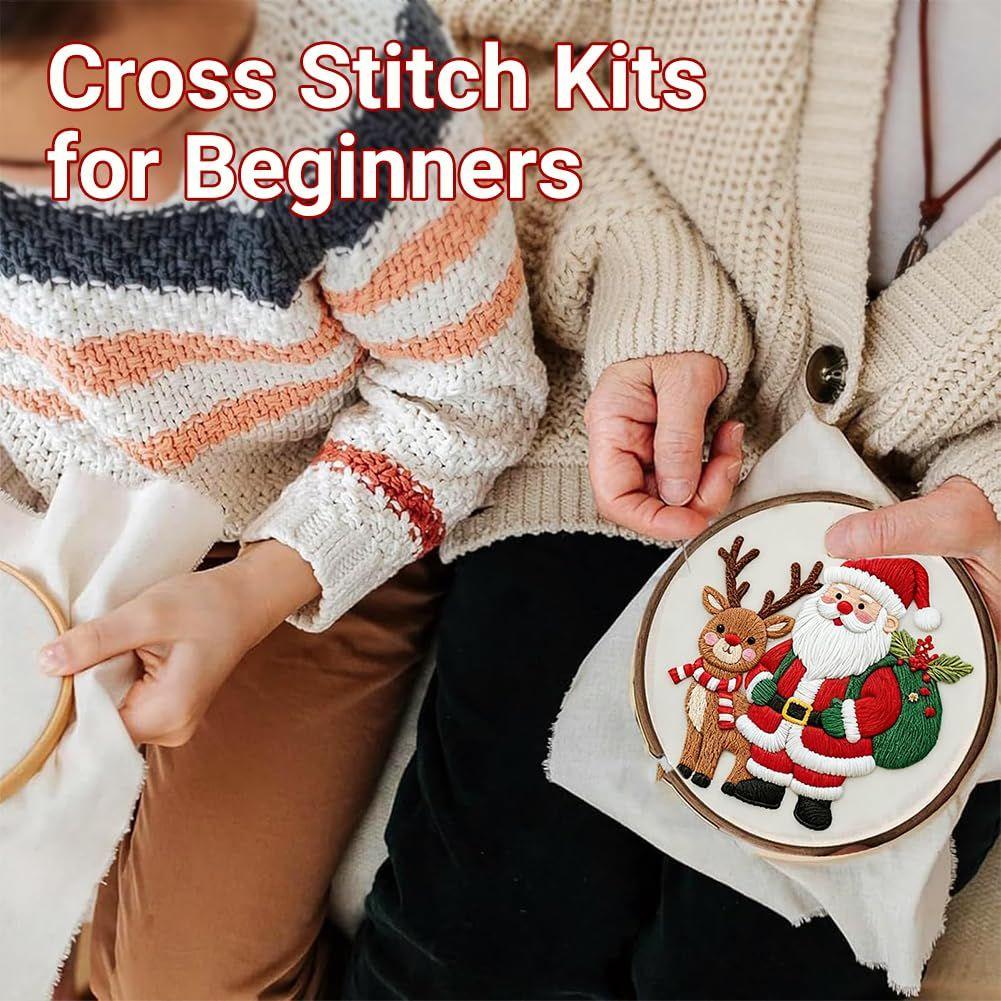 Christmas Embroidery Kits For Adults Handmade Complete Festive Beginners Embroidery Set Including Hoop For Women Girls Mom