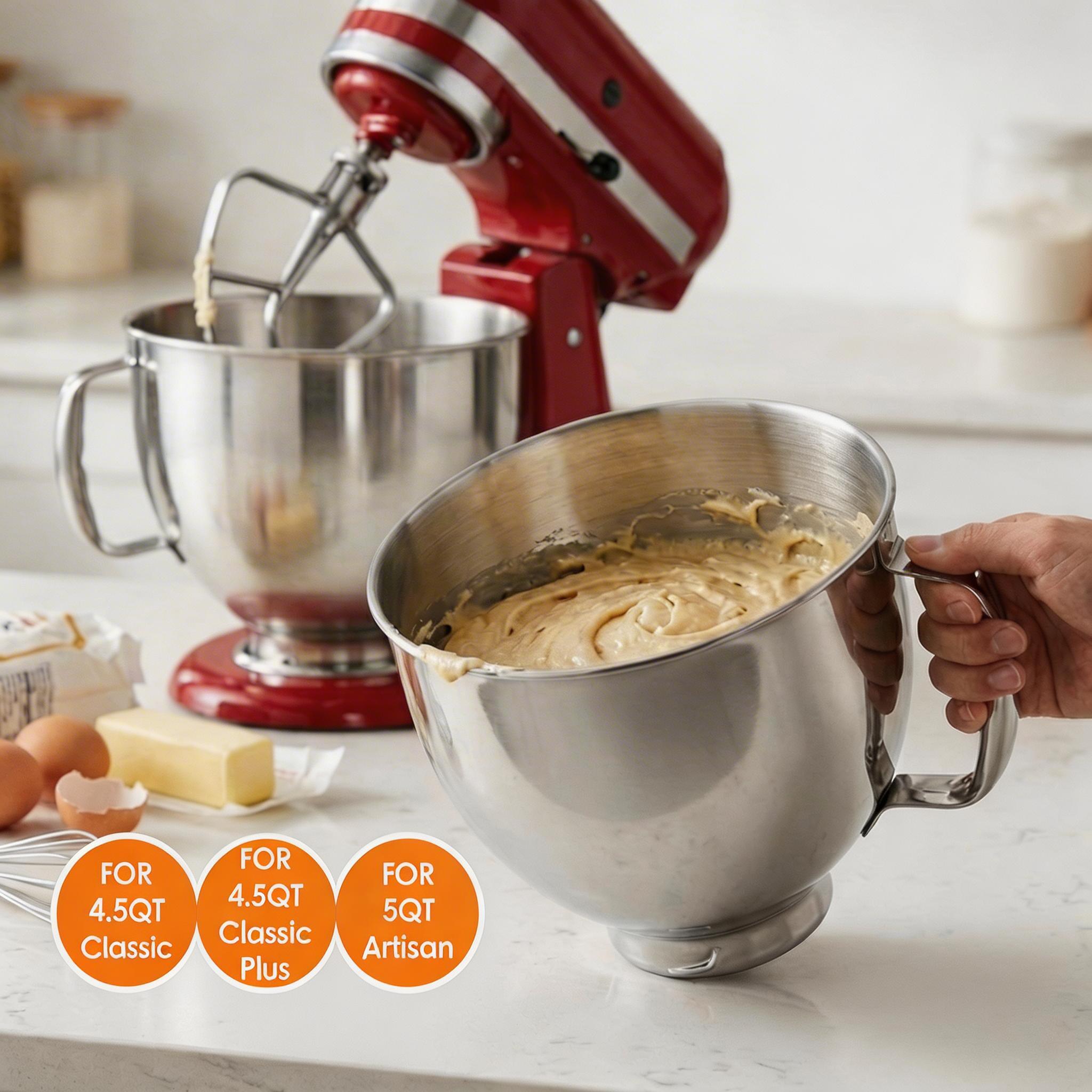 

Смесительная чаша из нержавеющей стали для кухонных комбайнов KitchenAid Artisan&Classic Серии 4,5-5 QT с наклоняемой головкой, 5-квартовая чаша для смешивания, насадки для миксера silver