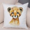 Watercolor Cute Animal Cushion Cover Sofa Home Decor Zebra Giraffe Hippo Monkey Lion Fox