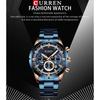 Curren Herrenuhr Blaues Zifferblatt Edelstahlarmband Datum Herren Business Herrenuhren Wasserdicht Luxus Herren Armbanduhren für Herren