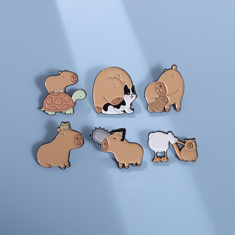 Versatile Cartoon Animal Metal Brooch - Turtle, Cat, and Guinea Pig Shapes