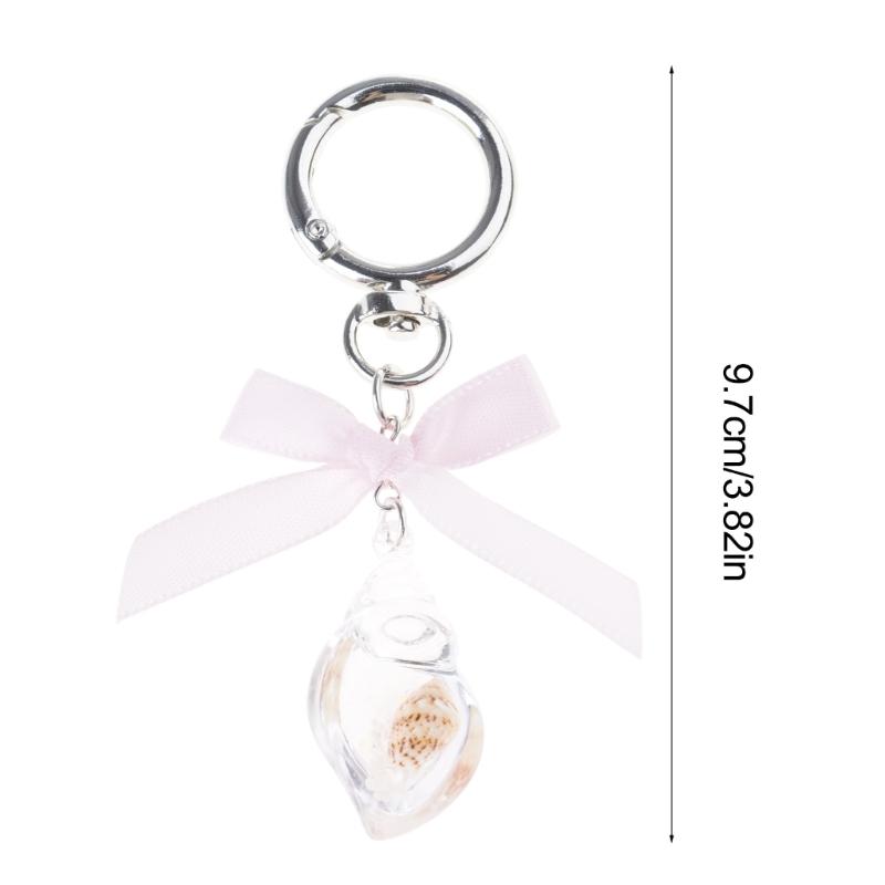Stylish Conch Bowknot Keychain Stylish and Unique Keyrings Decoration Fashionable Accessory for Purses or Backpacks