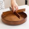 Plateau de service rond Lazy Susan 12 pouces en bois d'acacia 4 sections séparateurs en bois, poignées, plateau tournant en bois organisateur rotatif