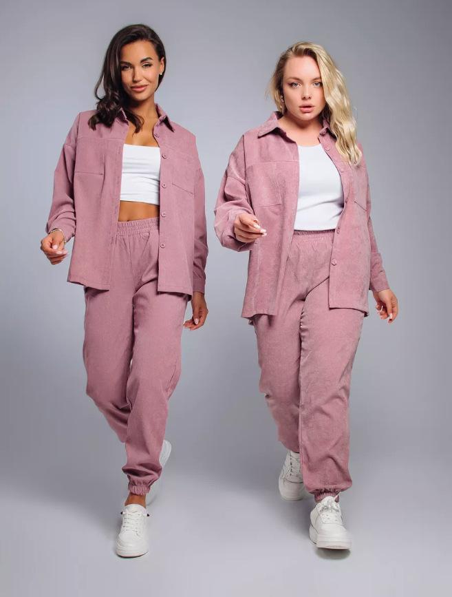 2025 Retro Plus Size Women's Corduroy Shirt and Pants Set