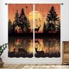 Rustic Deer Curtains,Farmhouse Cabin Lodge Country Forest Hunting Wild Animal Vintage Elk Window Treatments Drapes for Bedroom