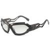 SO&EI Ins Popular Fashion Cat Eye Sports Driving Sunglasses Men Vintage Punk Gradient Mirror Goggles Women Hollow Shades UV400