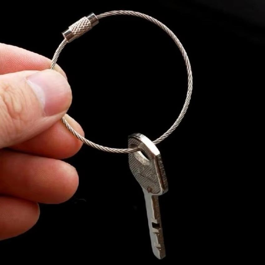 5 Pz/10 Pz Cavo Metallico Anello Blocco a Vite Gadget Anello Portachiavi Acciaio Inossidabile Portachiavi Etichetta Corda Cerchio Corda da Campeggio Raccordi