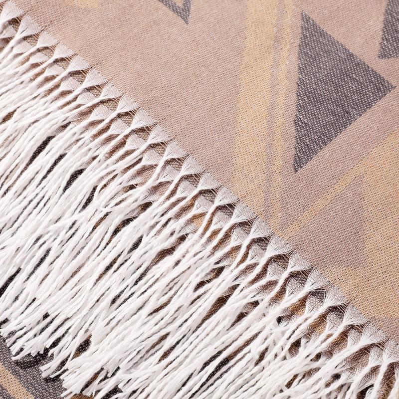 Bohemian Style Knitted Shawl With Fringe Geometric Warm Faux Cashmere Wrap Scarf Women