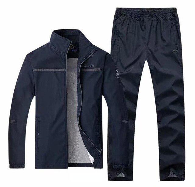 

Мужской повседневный спортивный костюм с длинным рукавом, спортивная куртка и штаны для бега, спортивный костюм для бега по пересеченной местности XXXXL темно-синий
