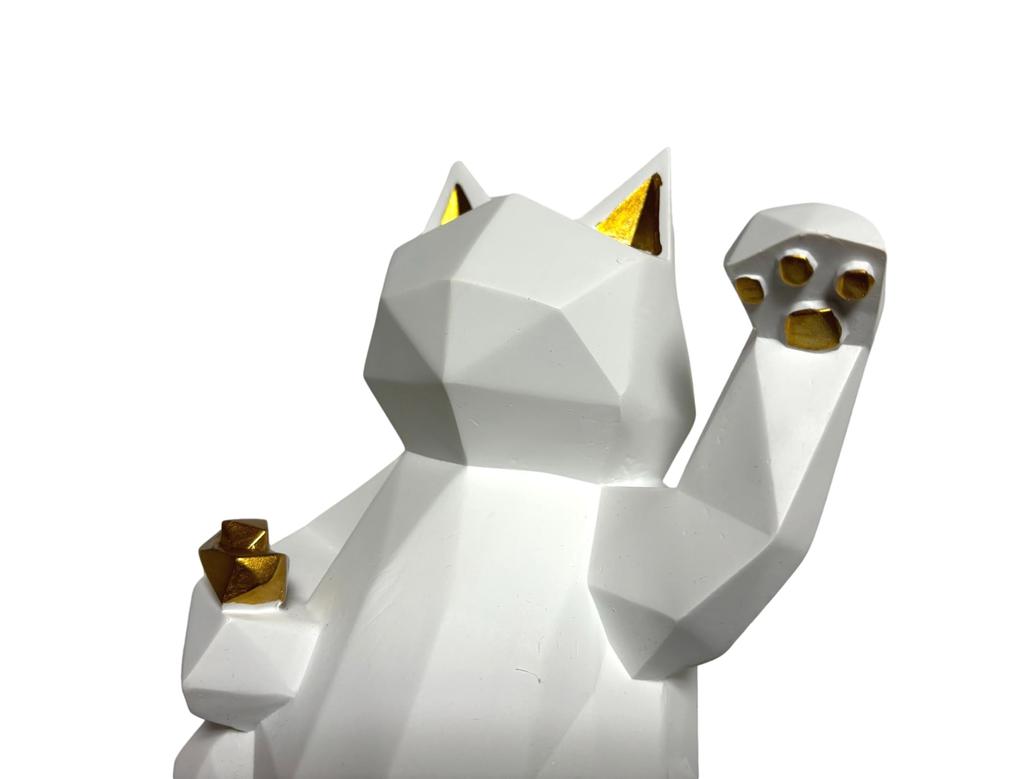 Natura Style Maneki-neko (Lucky Cat) Figurine, Stylish Nordic Style Decor (Small, White)