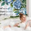 Bible Verse Inspirational Quote Shower Curtain,Blue Floral Christian Bathroom Shower Curtains Bathtub Home Decor Waterproof Fabr