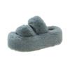 Cm Thick Bottom Fluffy Slippers Women's Muffin Bottom Large Size Parallel Bars Thickened Plush Flat Bottom One Word Warm Cotton Mop