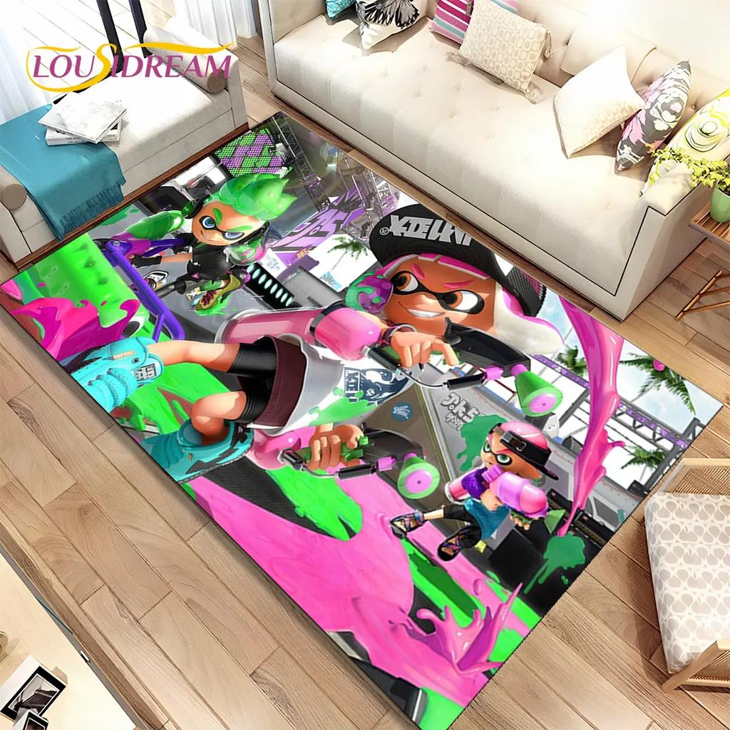 Games,Splatoon, Cartoon Gamers Area Rug,Carpet Rug for Living Room Bedroom Sofa Doormat Decoration, Kid Play Non-slip Floor Mat