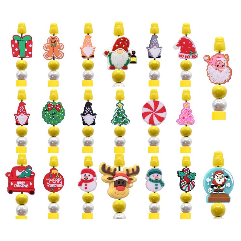 

20pcs New Christmas Focal Beads for Pens PVC Handmade DIY Bead Pens Delicate Holiday Party Decor DIY Jewelry Kits for Girls