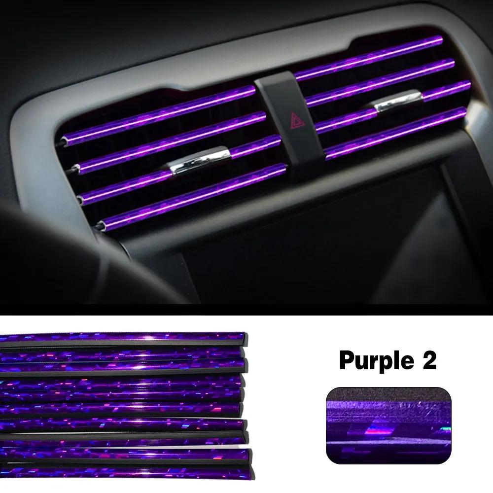10Pcs Car U Shaped Air Outlet Decorative Strip Universal Chrome-Plated PVC Trim Strip Decor for Auto Interior Styling Accessorie