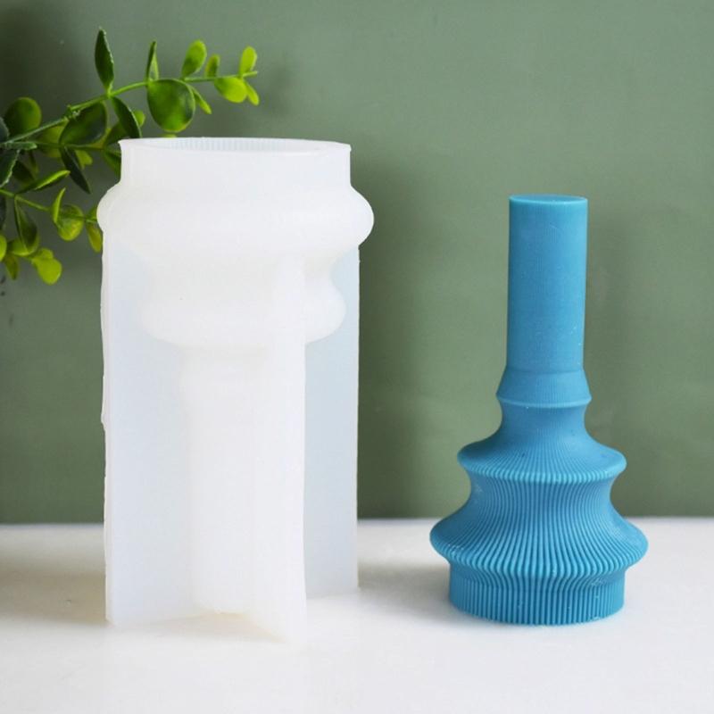 Silicone Gypsum Molds Striped Candle Holder DIY Mold for Candle Mold Handmade Craft Soap Clay Mould Cake Decorating