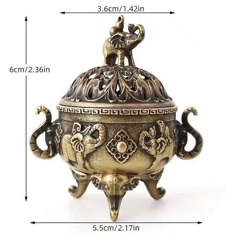 Vintage Alloy Incense Burner Stick Holder Three Legged Hollow Out Mini Sandalwood Censer Incense Burner Home Decoration