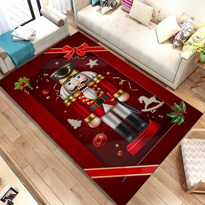Merry Christmas Gift The Nutcracker Cartoon Doll Happy New Year Carpet Rug for Living Room Bedroom Home Sofa Decoration,Non-slip