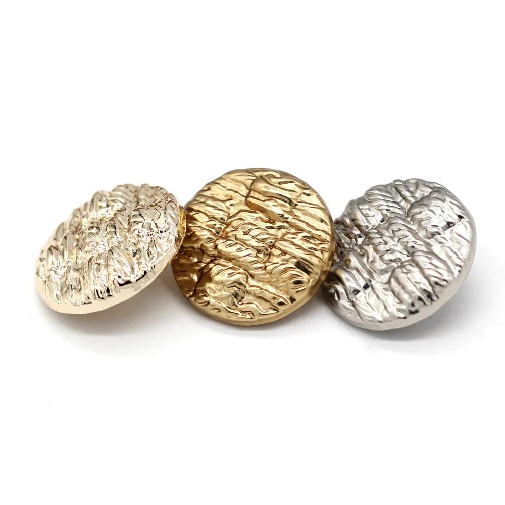 Hengc 15/18/20/23Mm Round Gold Metal Buttons For Sewing Fashion Coat Suit Handmade Decorations Diy Supplies